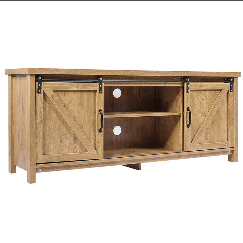 TV Stand Media Center Console Cabinet with Sliding Barn Door for Tvs up to 65 Inch