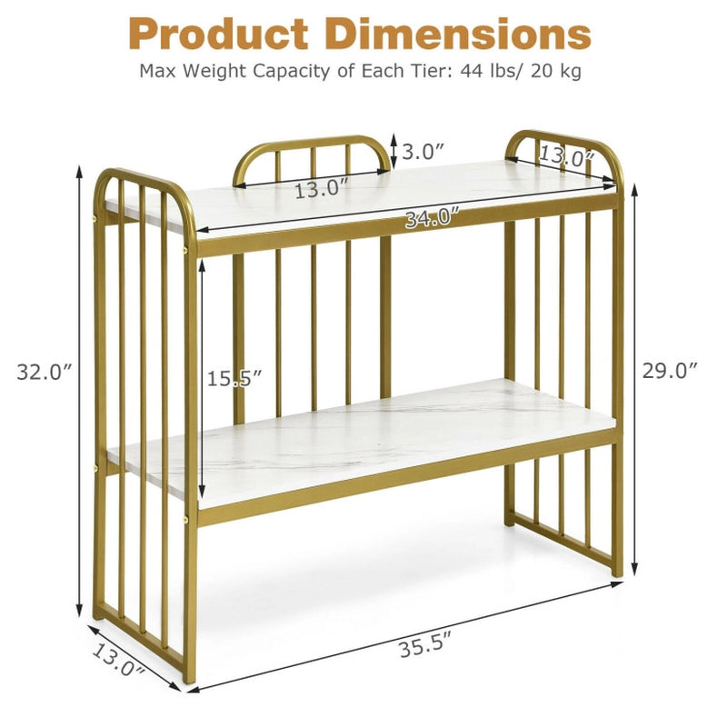 2-Tier Modern Buffet Console Table with Storage Shelf