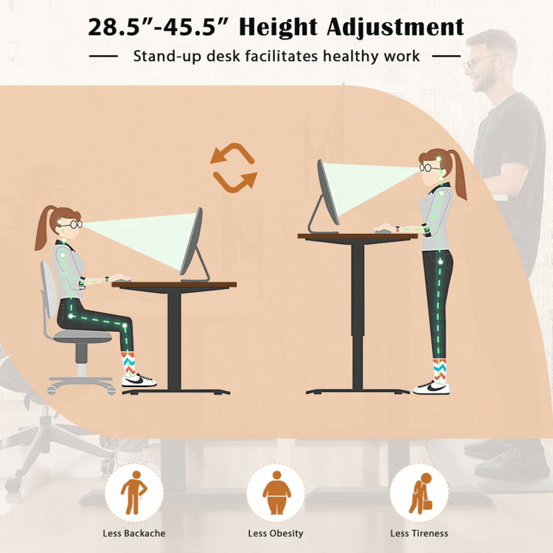 L-Shaped Electric Standing Desk with 4 Memory Positions and LCD Display