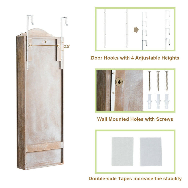 Wall/Door Mounted Jewelry Armoire Cabinet with Mirror