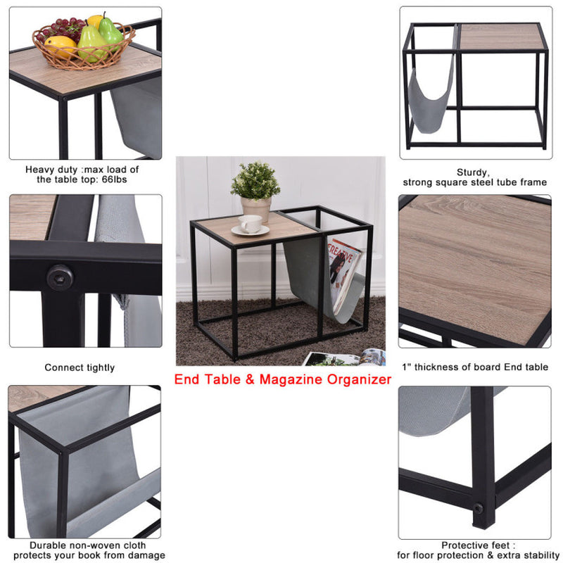 End Table Side Accent Metal Magazine Organizer