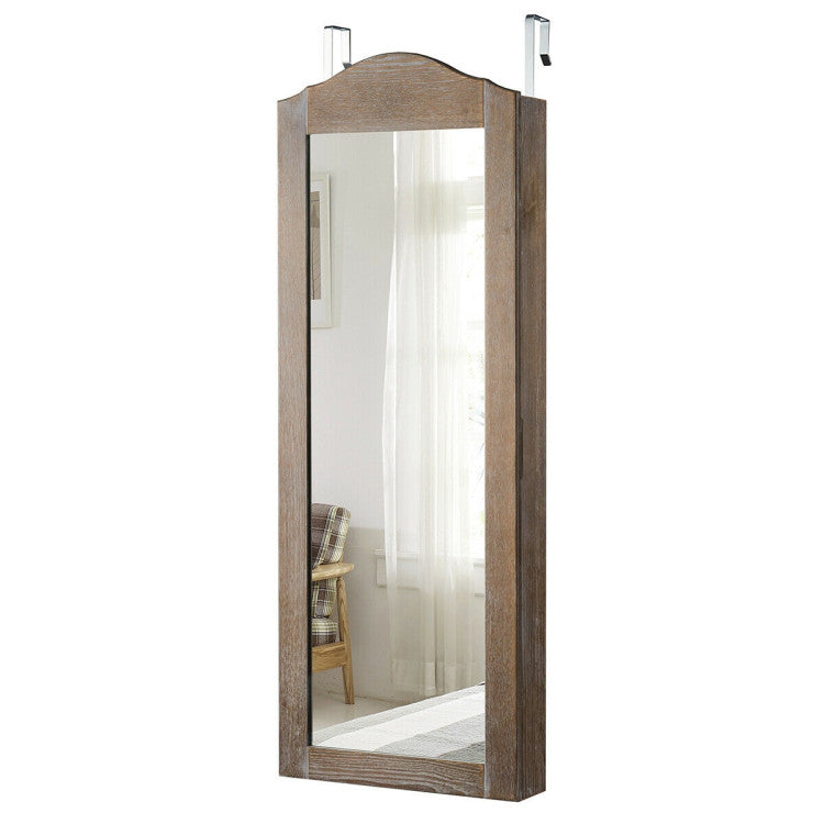 Wall/Door Mounted Jewelry Armoire Cabinet with Mirror