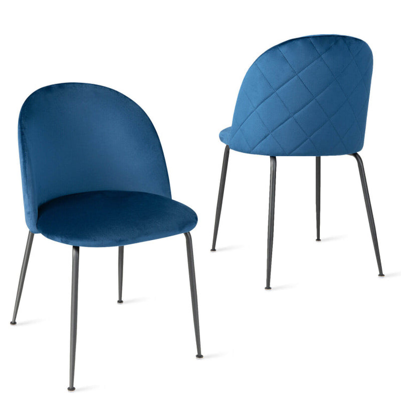Set of 2 Upholstered Velvet Dining Chair with Metal Base for Living Room