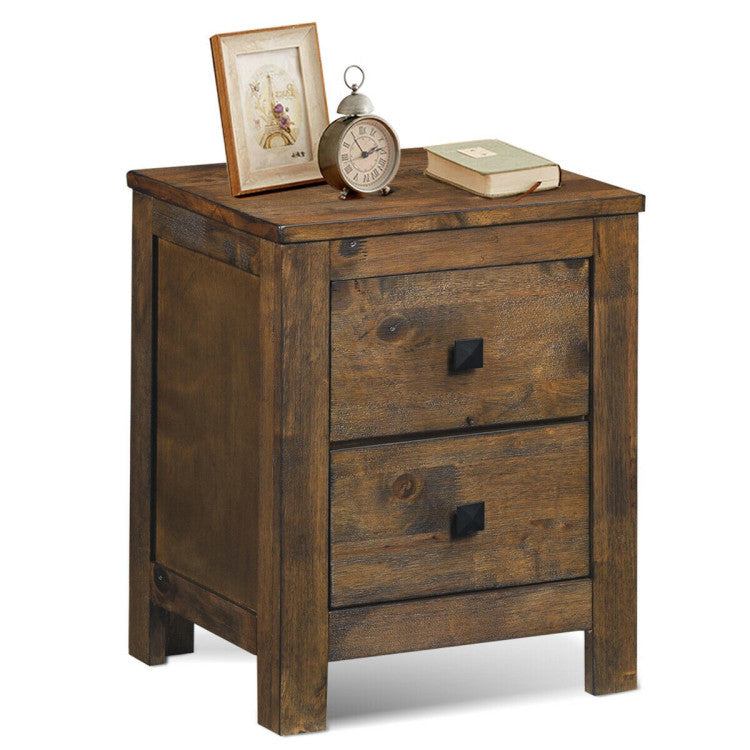 Wooden Multipurpose Nightstand with 2 Storage Sliding Drawers