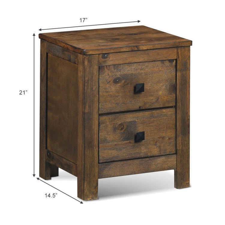 Wooden Multipurpose Nightstand with 2 Storage Sliding Drawers