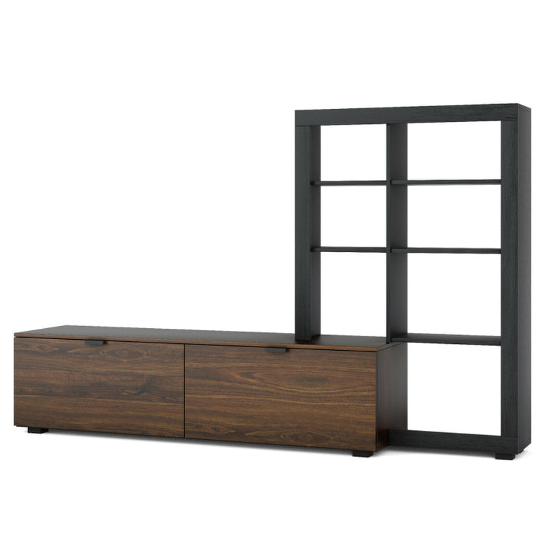 2-In-1 TV Stand with 4-Tier Bookshelf for Tvs up to 50 Inch