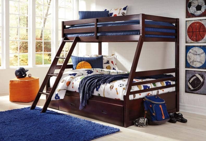 Dark Brown Twin over Twin Bunk Bed with Ladder - StafforaFurniture