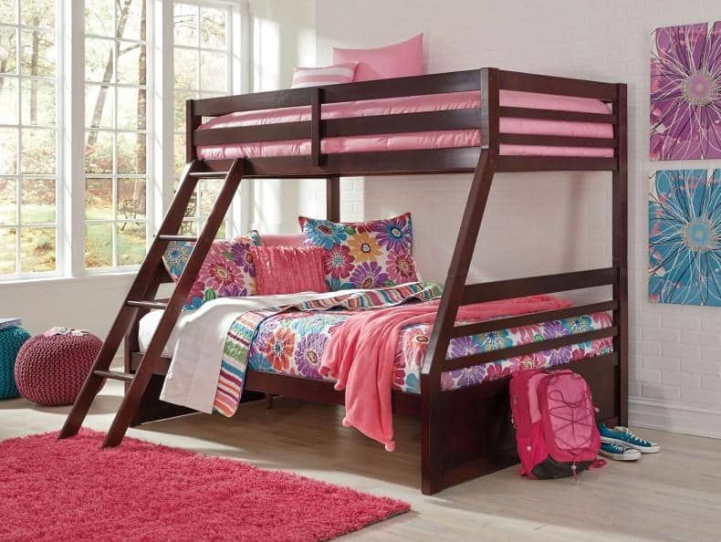 Dark Brown Twin over Twin Bunk Bed with Ladder - StafforaFurniture