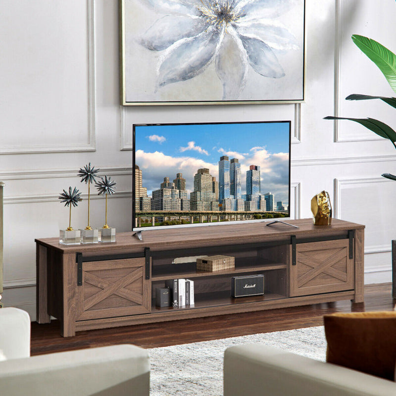 Wooden TV Stand with Sliding Barn Door for Tvs up to 65 Inch