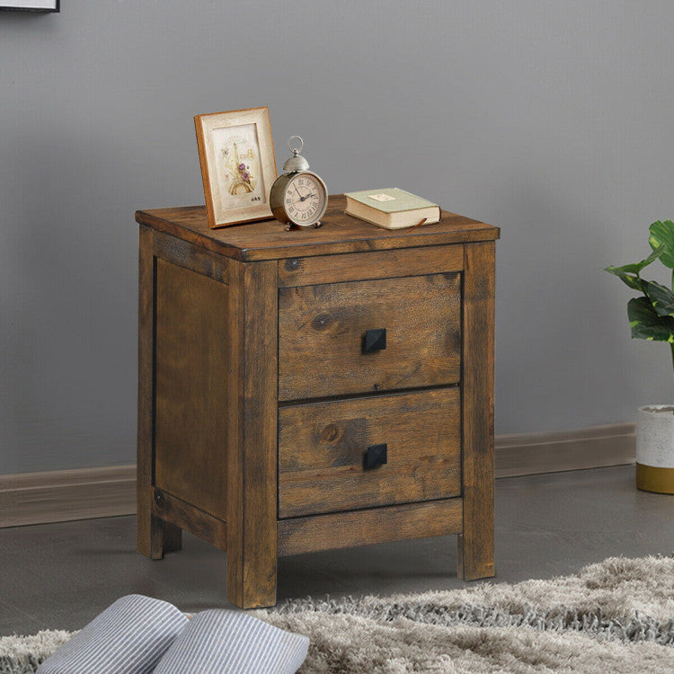 Wooden Multipurpose Nightstand with 2 Storage Sliding Drawers