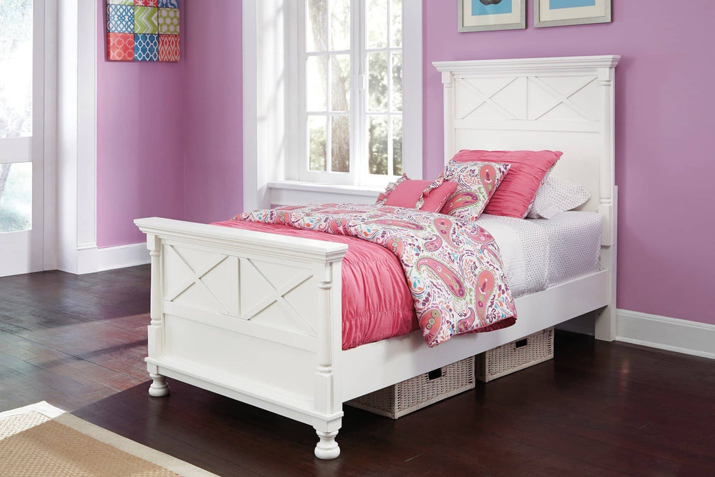 White Kaslyn Panel Bed - StafforaFurniture