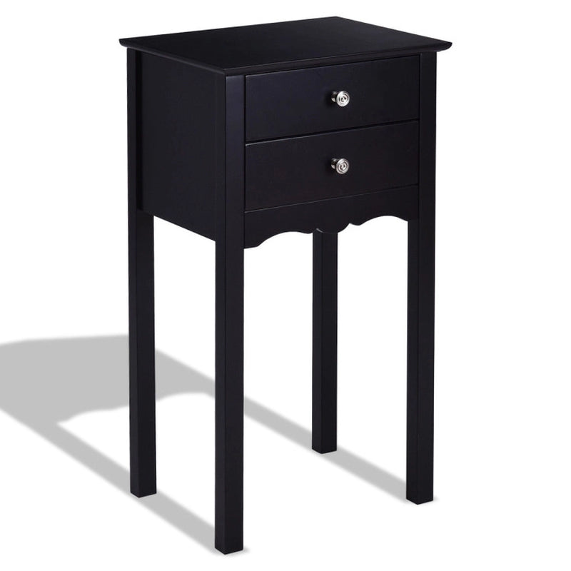 Practical Sturdy Vintage Side End Table with 2 Storage Drawers