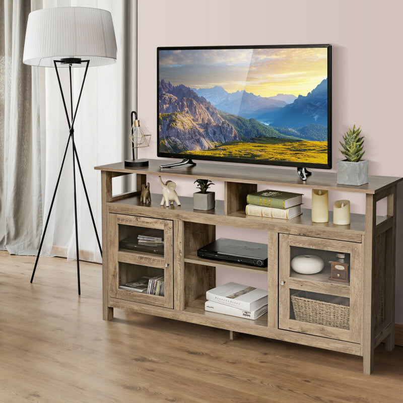 58 Inch TV Stand with 2 Cabinets for Flat Screen Tvs up to 65 Inch