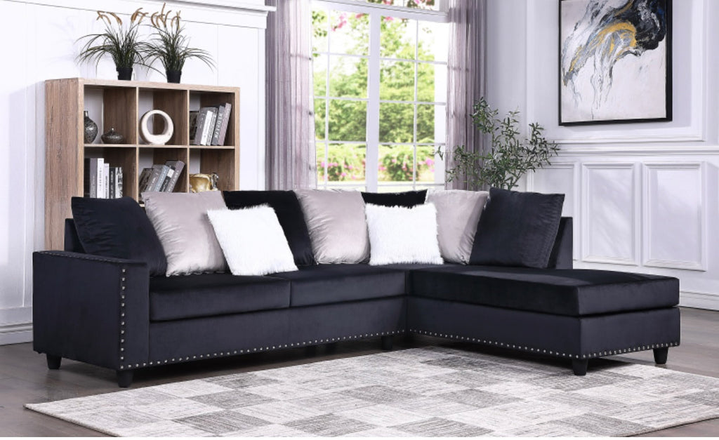 Cindy Velvet Reversible Sectional - StafforaFurniture