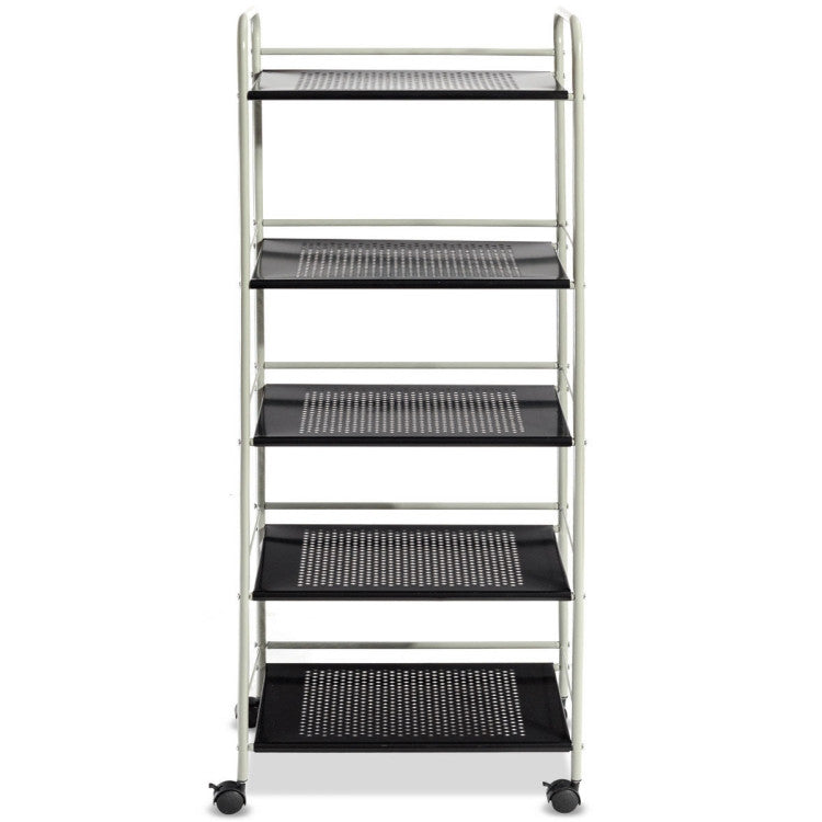 5-Tier Kitchen Rolling Utility Microwave Rack Cart with Lockable Casters