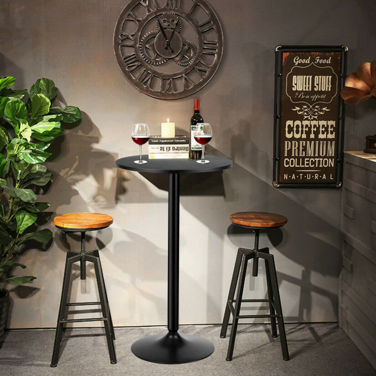 24 Inch Modern Style round Cocktail Table with Metal Base and MDF Top