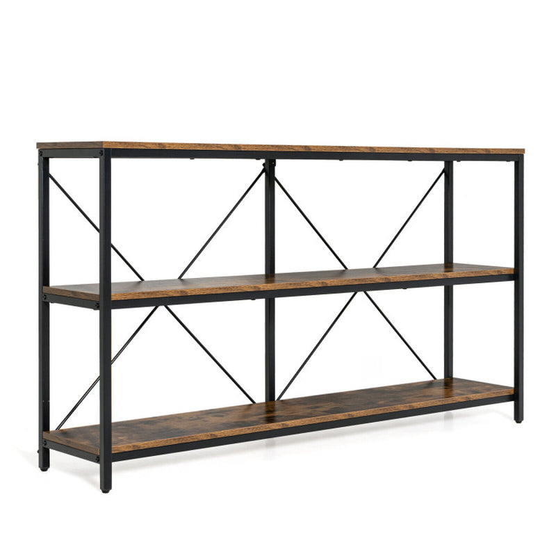 55 Inch 3-Tier Console Table with Storage Shelves