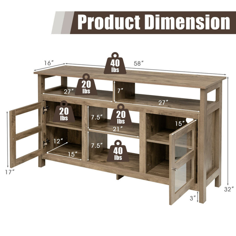 58 Inch TV Stand with 2 Cabinets for Flat Screen Tvs up to 65 Inch