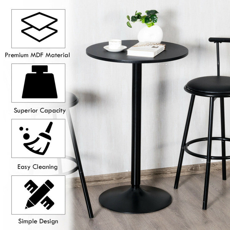 24 Inch Modern Style round Cocktail Table with Metal Base and MDF Top