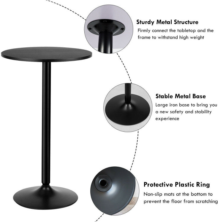 24 Inch Modern Style round Cocktail Table with Metal Base and MDF Top