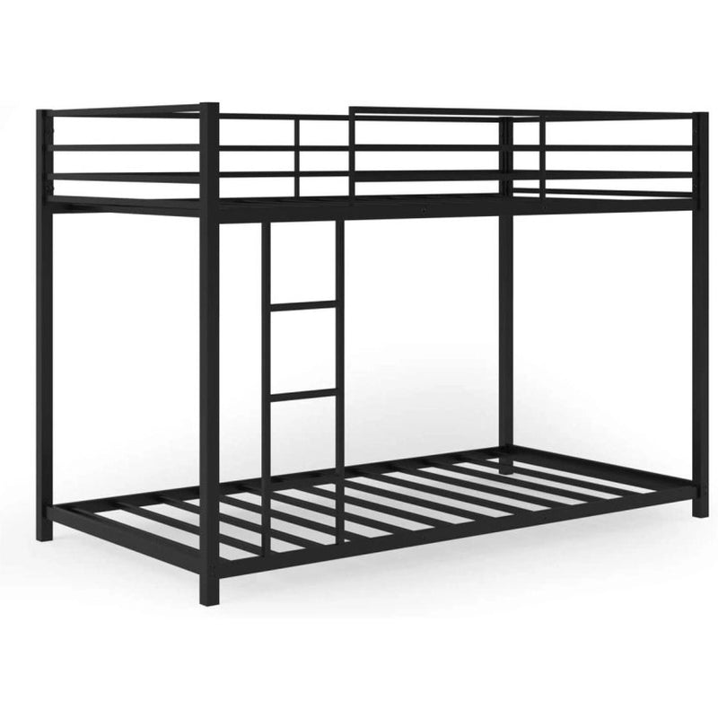 Sturdy Metal Bunk Bed Frame Twin over Twin with Safety Guard Rails and Side Ladder