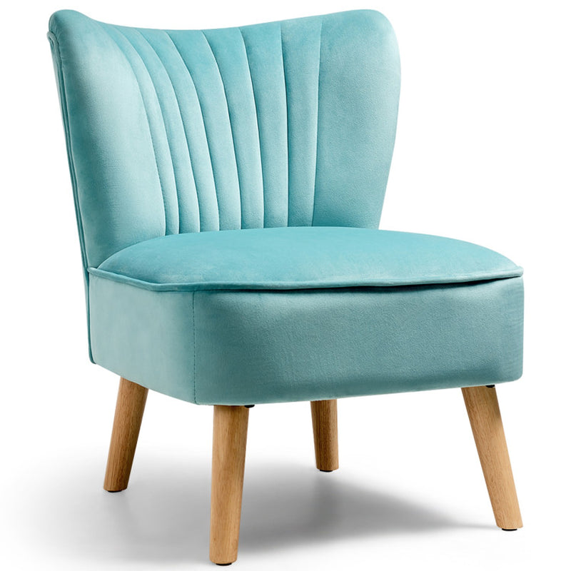 Modern Armless Velvet Accent Chair with Wood Legs