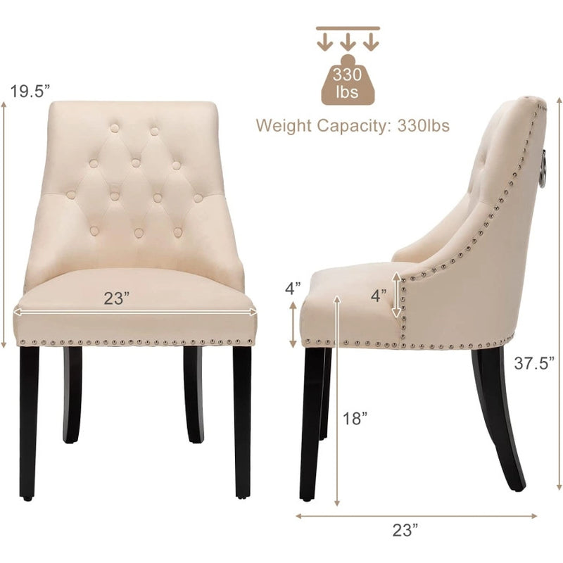 Modern Upholstered Button-Tufted Dining Chair with Naild Trim