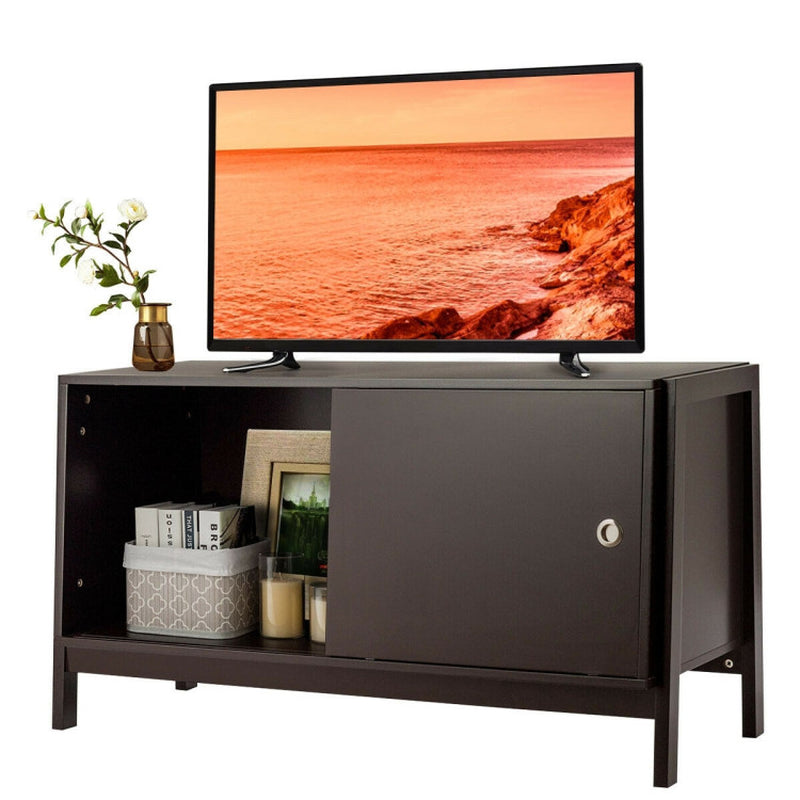 Wooden TV Stand with Sliding Doors for Tvs up to 50 Inch