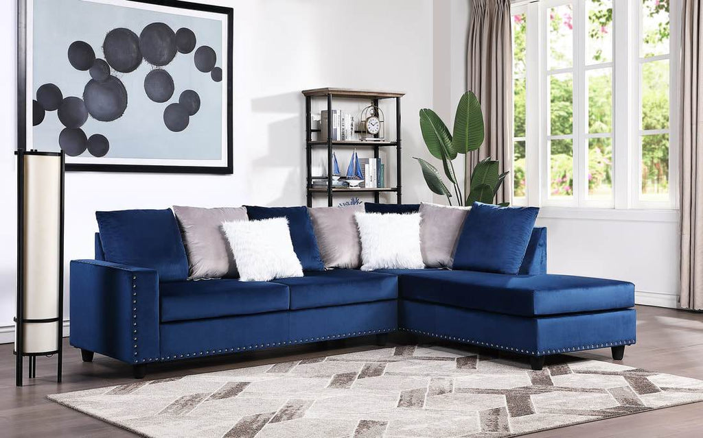 Cindy Velvet Reversible Sectional - StafforaFurniture