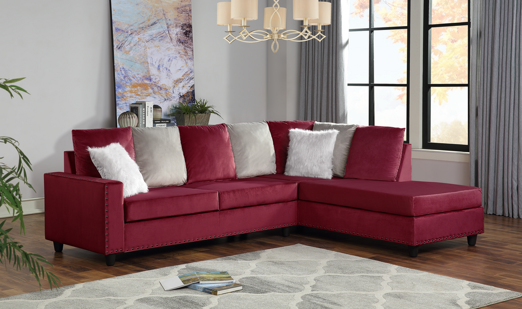 Cindy Velvet Reversible Sectional - StafforaFurniture