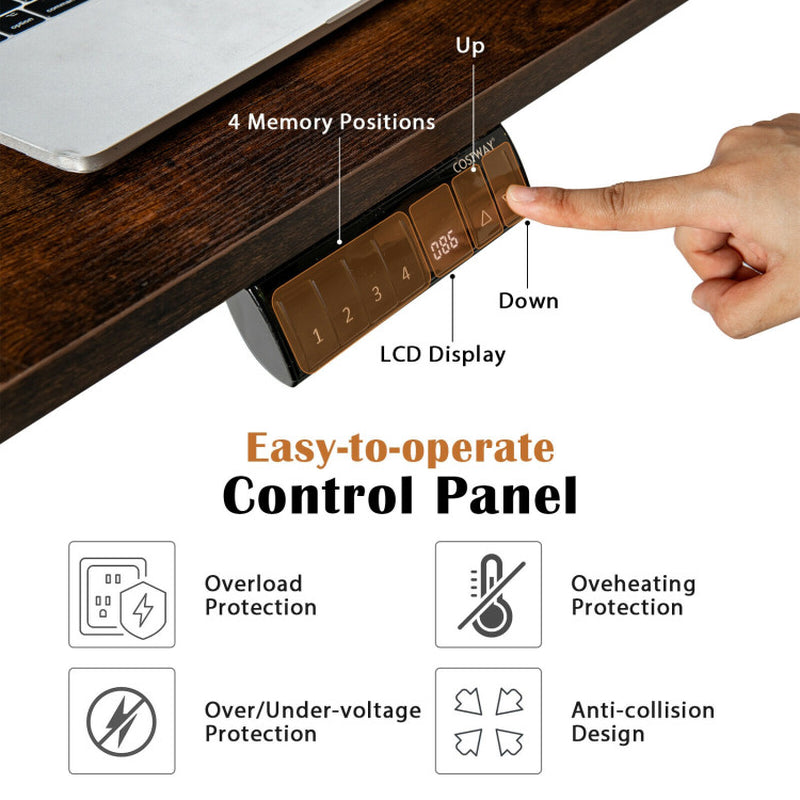 L-Shaped Electric Standing Desk with 4 Memory Positions and LCD Display