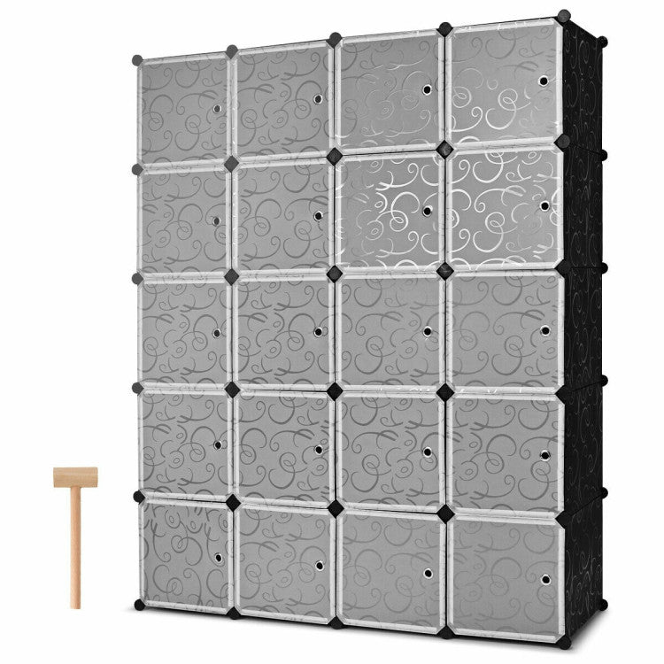 20-Cube DIY Plastic Cube Storage Organizer with Doors