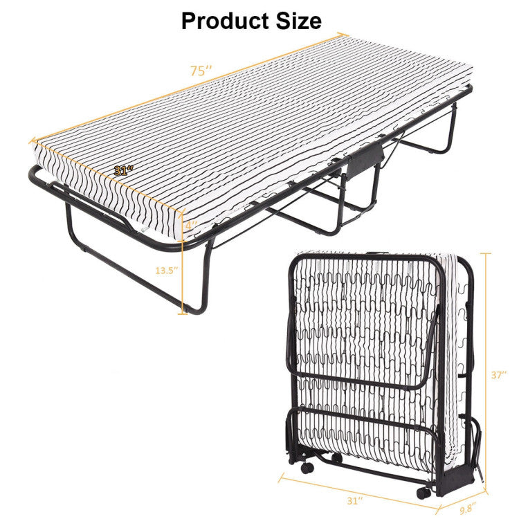 75 X 31 Inch Folding Guest Bed with Foam Mattress