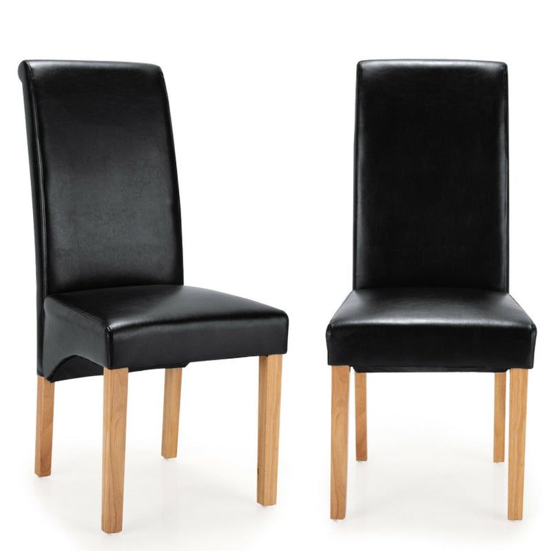 2 Pieces Dining Chairs Set with Rubber Wood Legs