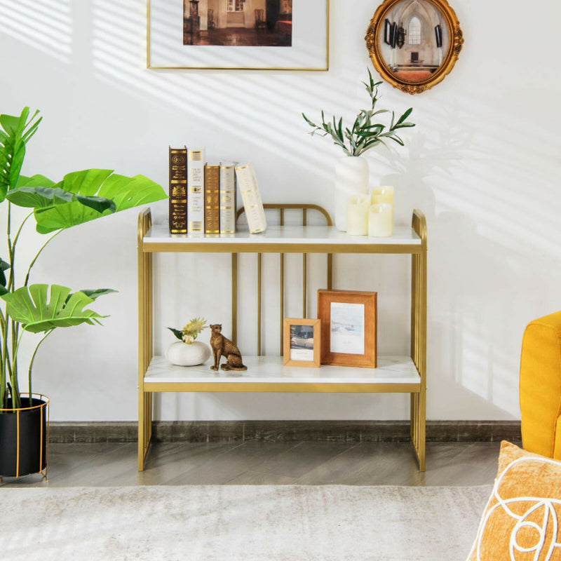 2-Tier Modern Buffet Console Table with Storage Shelf