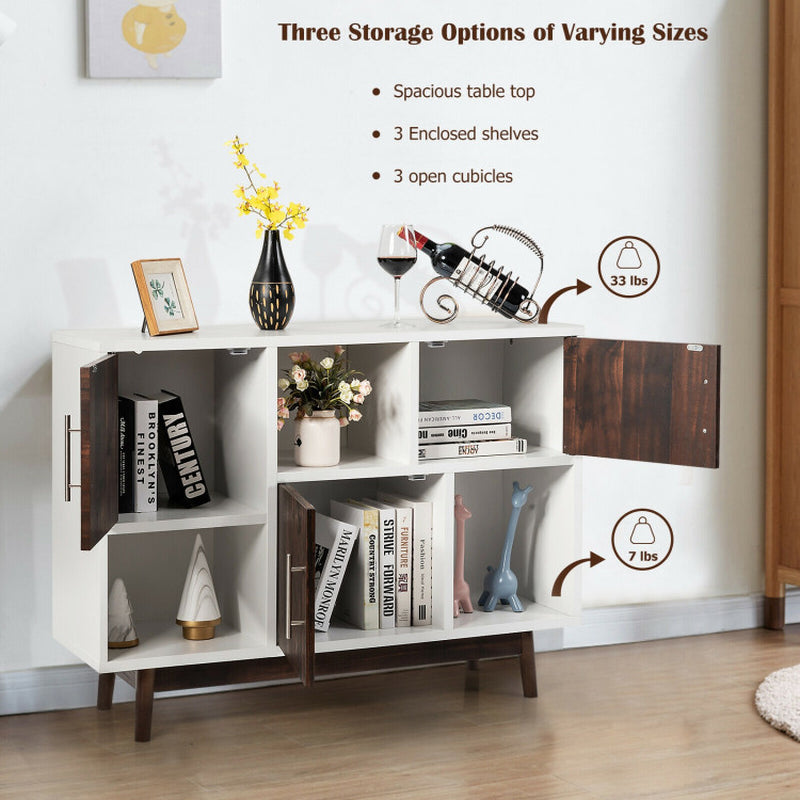 Wood Display Sideboard Storage Cabinet with Storage Compartments