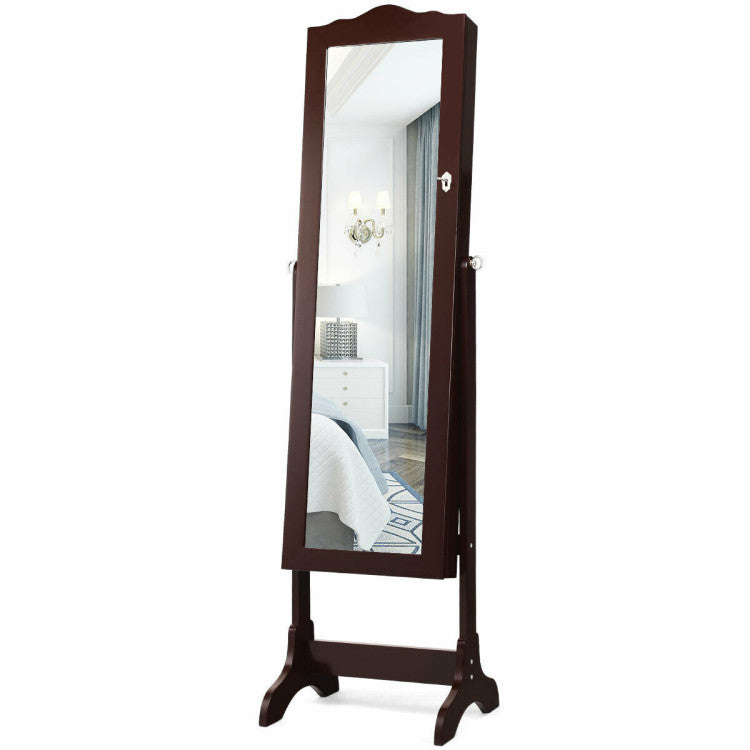 14 LED Jewelry Armoire Cabinet with Full Length Mirror and 4 Tilting Angles