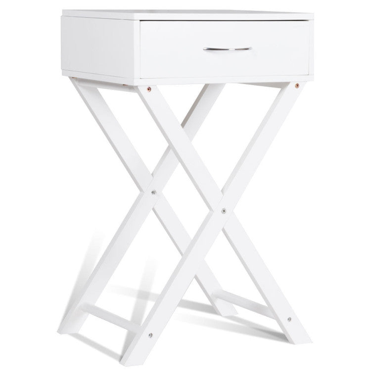 Design Sofa Side Table with X-Shape Drawer for Living Room Bedroom