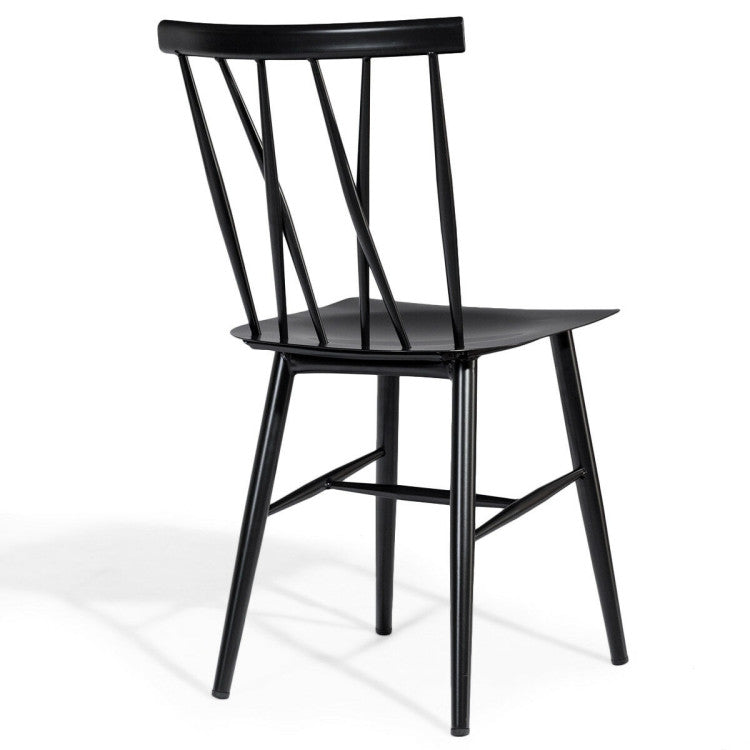 Set of 2 Stackable Dining Chairs with Backrest