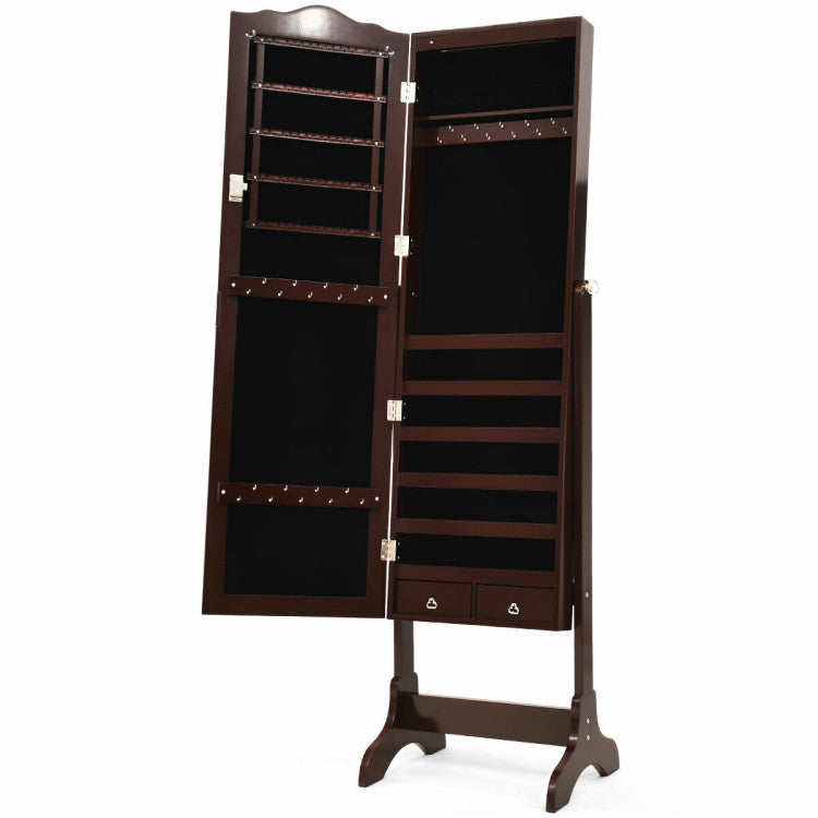 14 LED Jewelry Armoire Cabinet with Full Length Mirror and 4 Tilting Angles