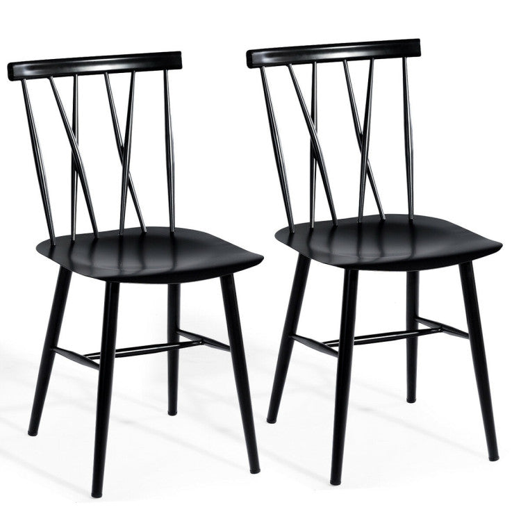 Set of 2 Stackable Dining Chairs with Backrest