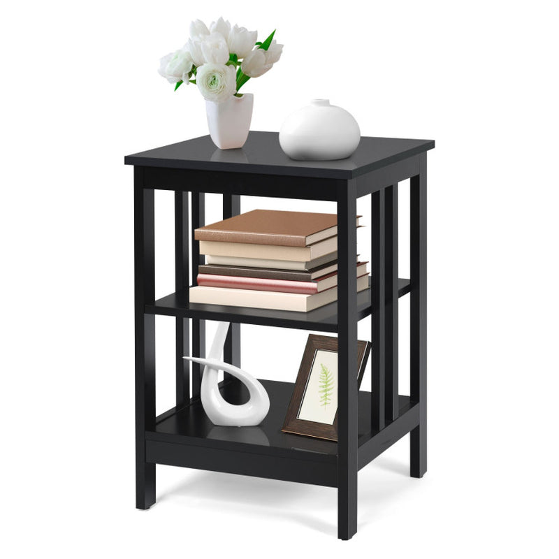 3-Tier Nightstand Sofa Side Table with Baffles and round Corners