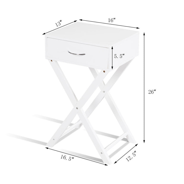 Design Sofa Side Table with X-Shape Drawer for Living Room Bedroom