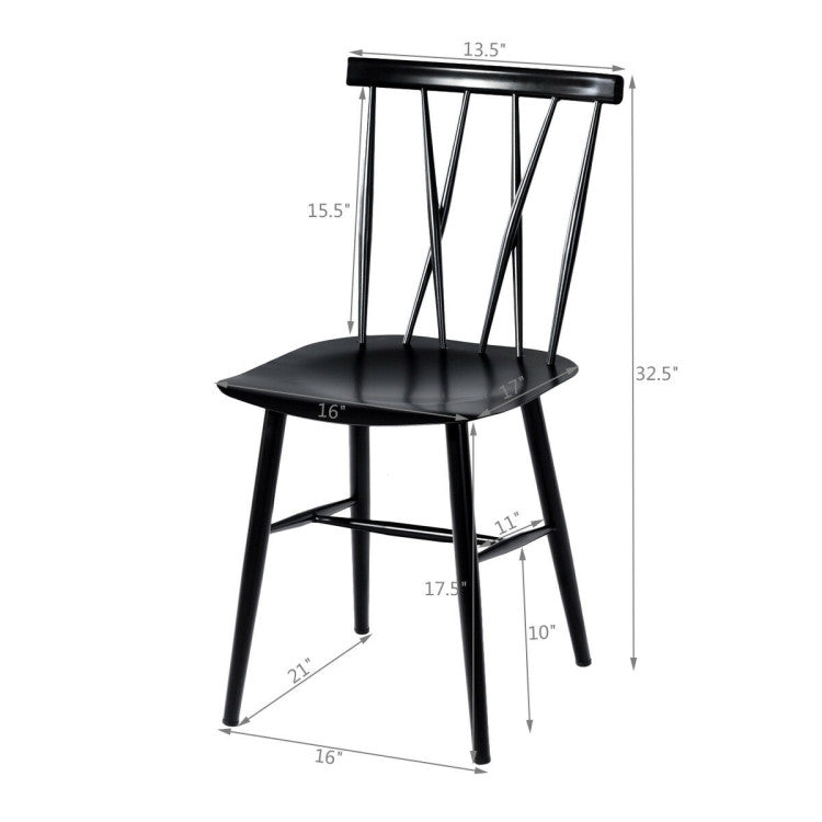 Set of 2 Stackable Dining Chairs with Backrest