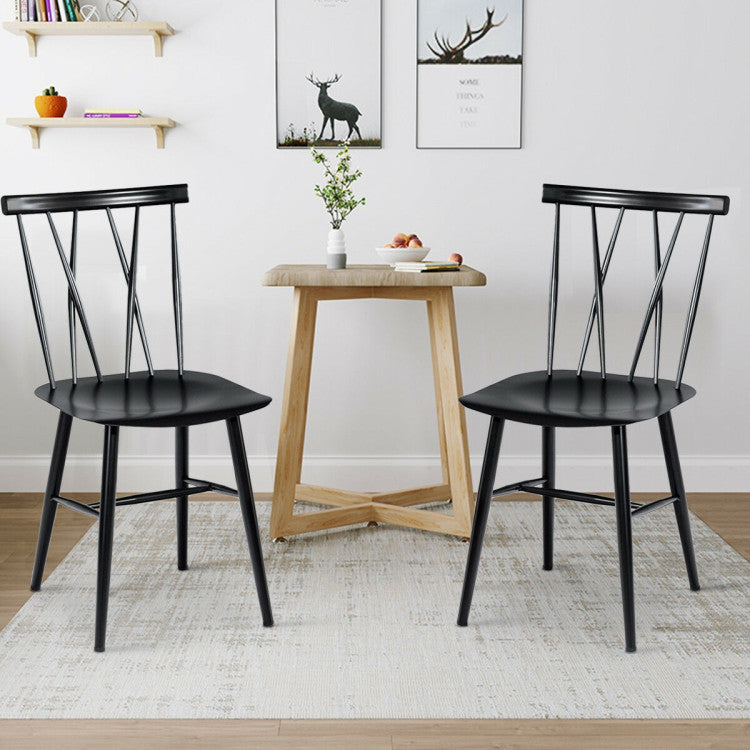 Set of 2 Stackable Dining Chairs with Backrest