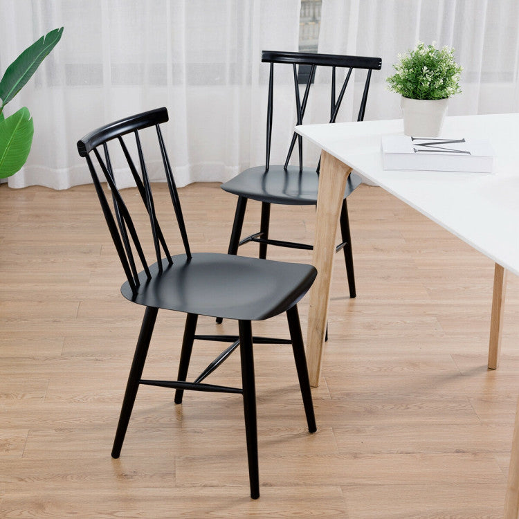 Set of 2 Stackable Dining Chairs with Backrest