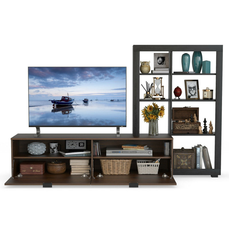 2-In-1 TV Stand with 4-Tier Bookshelf for Tvs up to 50 Inch