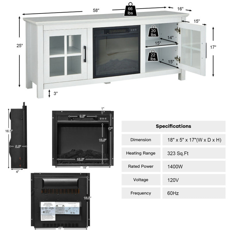 58 Inch Fireplace TV Stand with Remote Control for Tvs up to 65 Inch