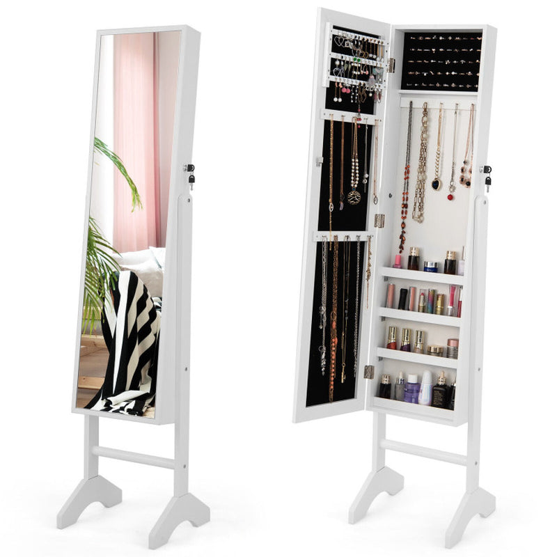 Standing Jewelry Cabinet with Full-Length Mirror