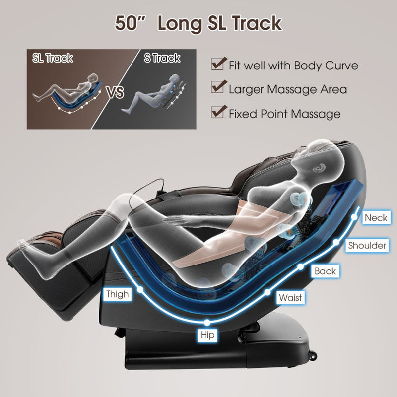 Zero Gravity Sl-Track Electric Shiatsu Massage Chair with Intelligent Voice Control